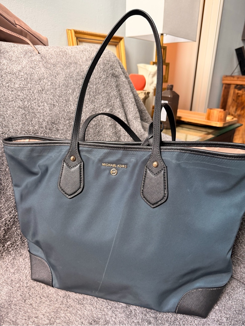 Michael Kors Navy and Black Nylon Tote